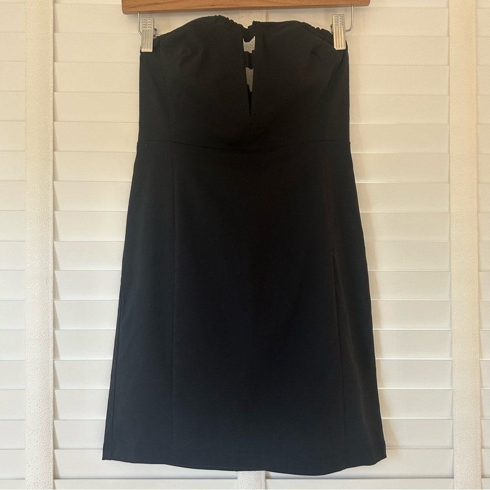 Cope Mini Strapless Dress Deep V Neck Black Small Stretch Fabric Party